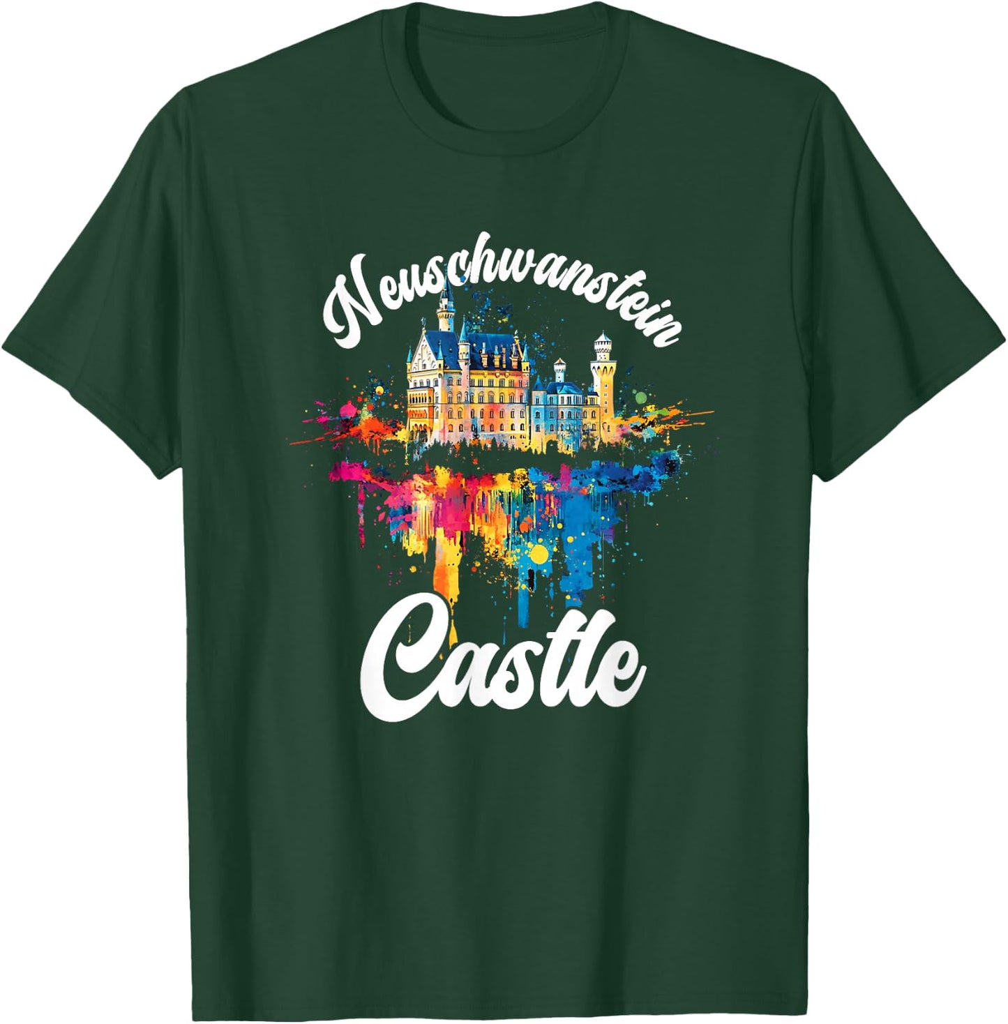 Schloss Neuschwanstein Bunt Künstlerisch Märchenschloss T-Shirt - T-Shirt | Forest