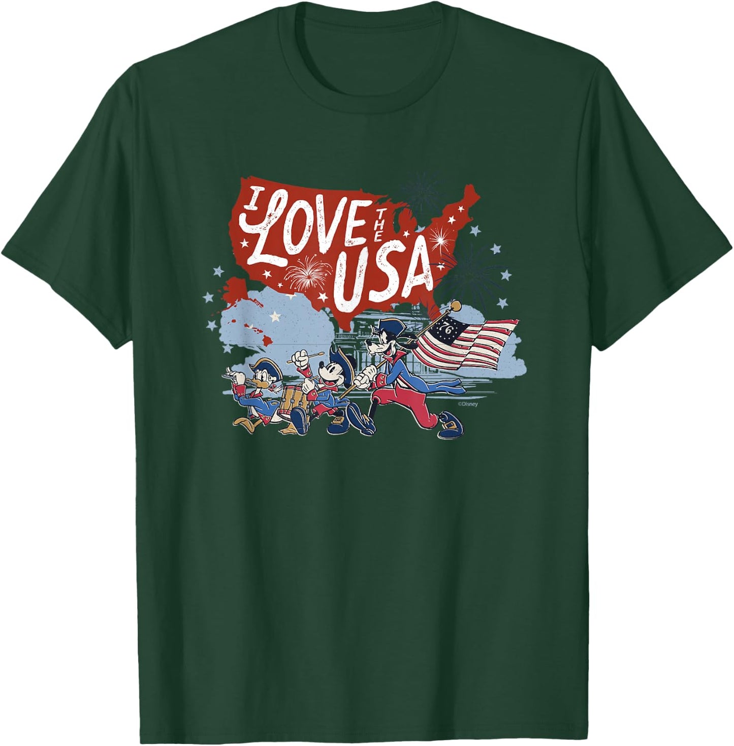 Disney Mickey Mouse & Friends I Love The USA Fourth of July T-Shirt - T-Shirt | Forest