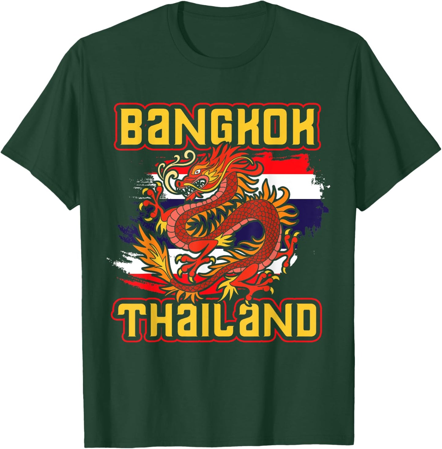 Bangkok Thai Flag Asia Dragon Thailand T-Shirt - T-Shirt | Forest