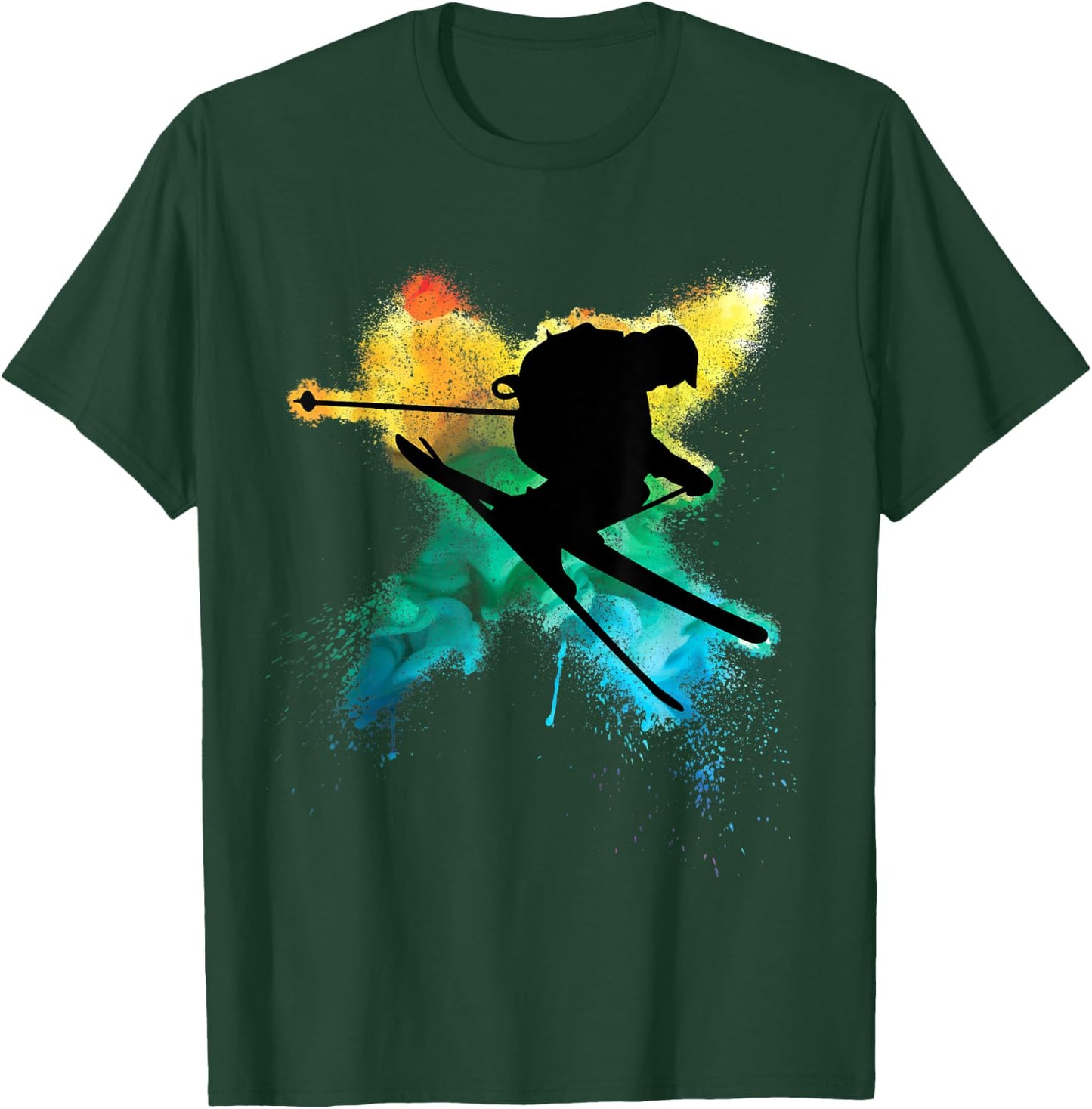 Cool boy jumps with ski during alpine skiing T-Shirt - T-Shirt | Forest