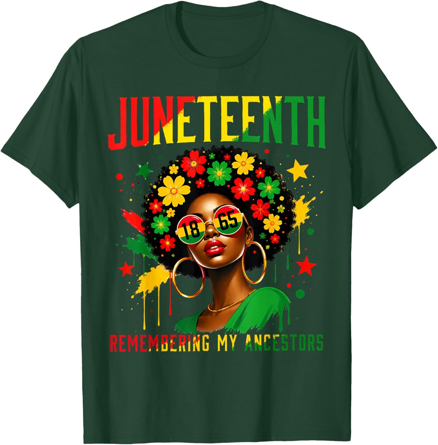 Juneteenth Remembering My Ancestors Black Women African 1865 T-Shirt - T-Shirt | Forest