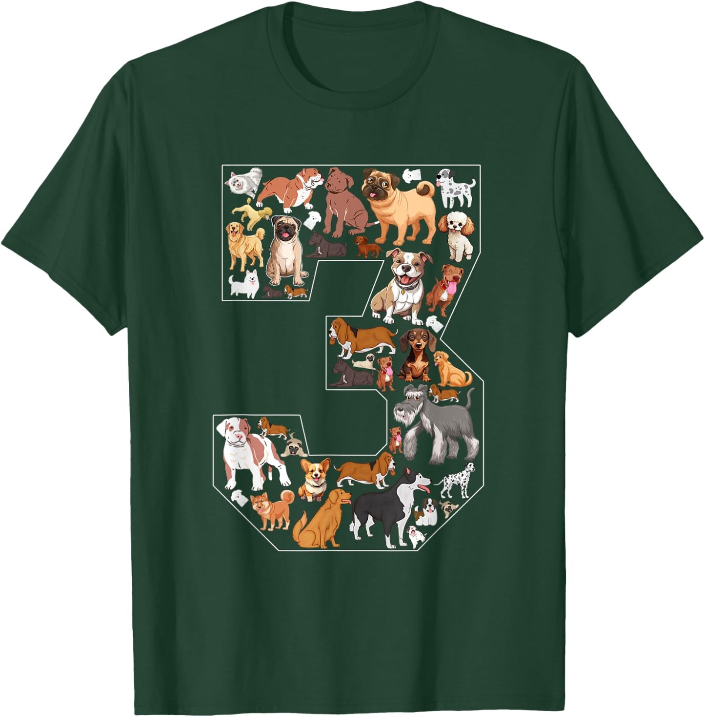 3rd Birthday Dog Lovers 3 Year Old Boys Girls Party T-Shirt - T-Shirt | Forest