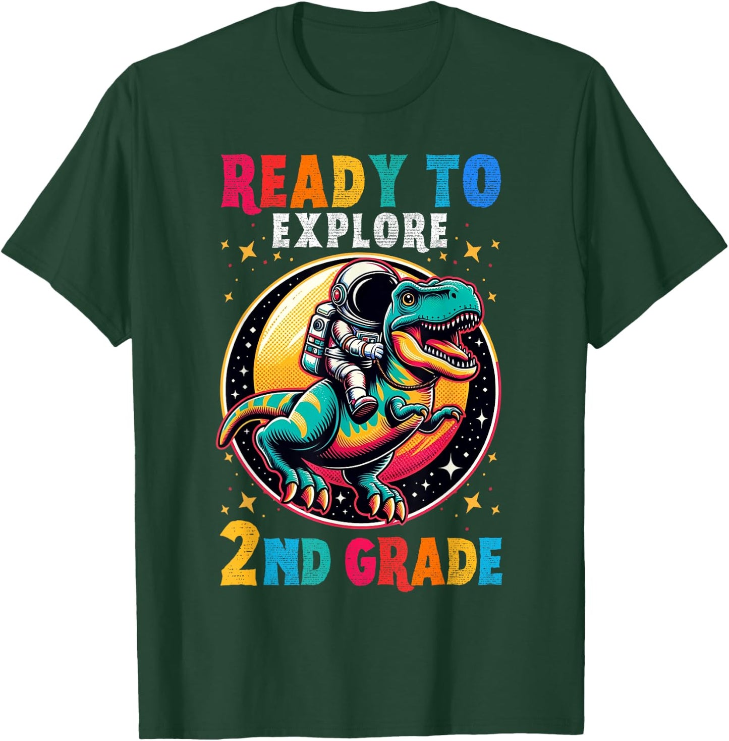 First day back to School 2nd grade Astronaut Dinosaur boys T-Shirt - T-Shirt | Forest