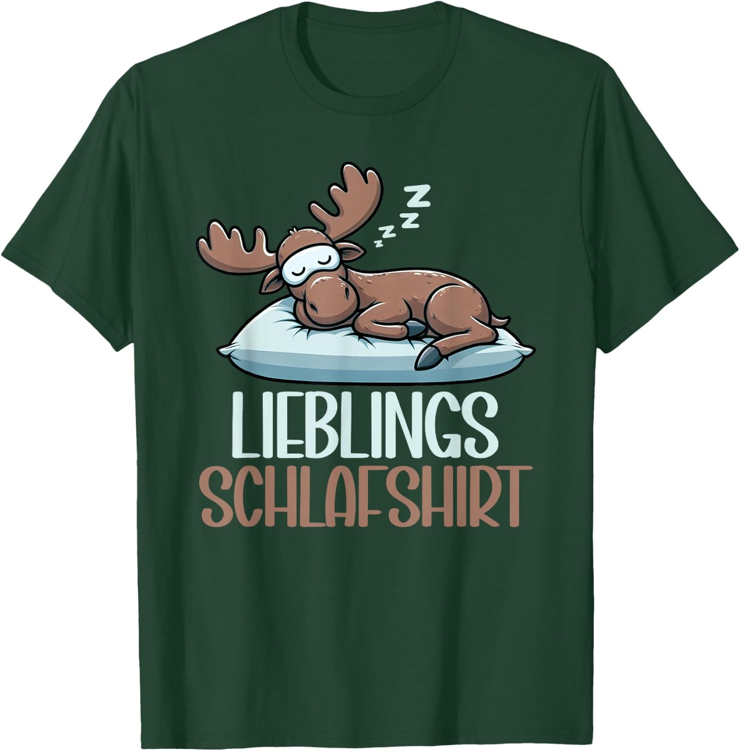 Official Sleep Shirt Funny Elk Pyjamas Short Sleeve , black T-Shirt - T-Shirt | Forest