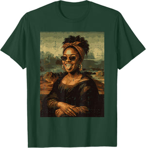 Afro Black Woman Mona Lisa Funny Meme African Women Men Kids T-Shirt - T-Shirt | Forest