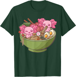 Axolotl Ramen Bowl Kawaii Anime T-Shirt - T-Shirt | Forest