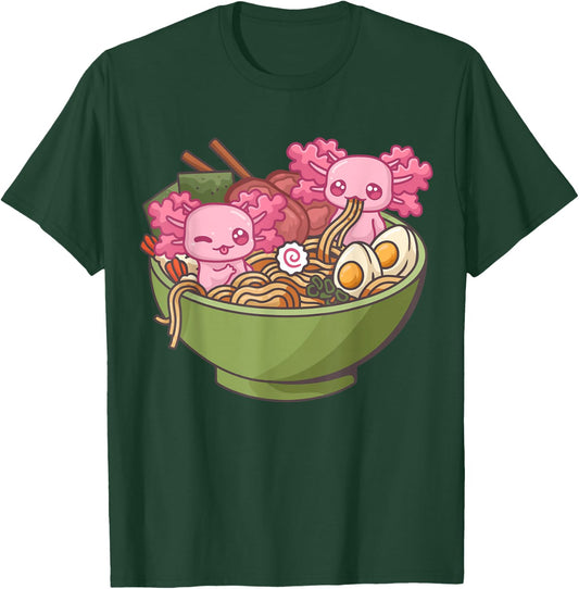 Axolotl Ramen Bowl Kawaii Anime T-Shirt - T-Shirt | Forest