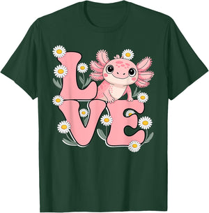 Axolotl shirt Love Cute Kawaii Boys Women Girls Kids T-Shirt - T-Shirt | Forest