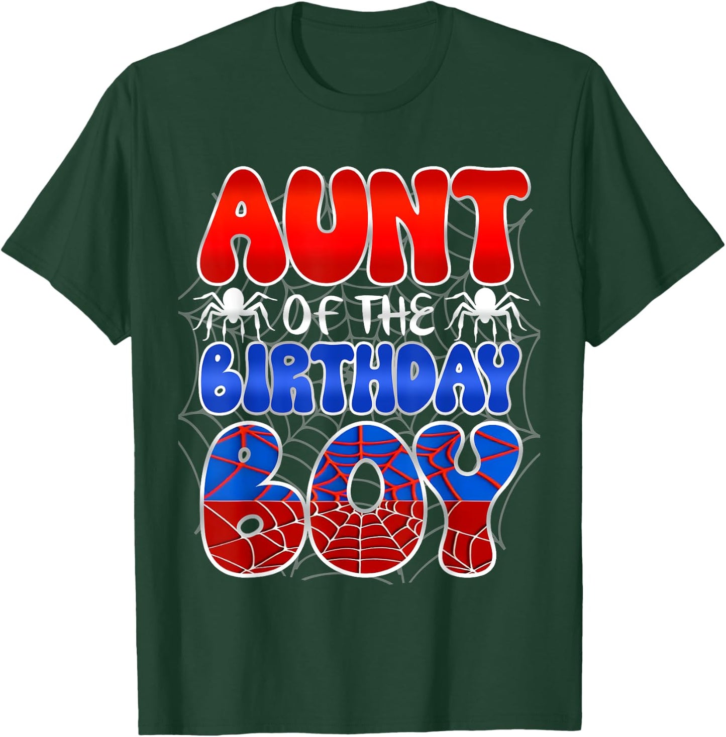 Aunt Of The Birthday Boy Spider Web Family Matching T-Shirt - T-Shirt | Forest