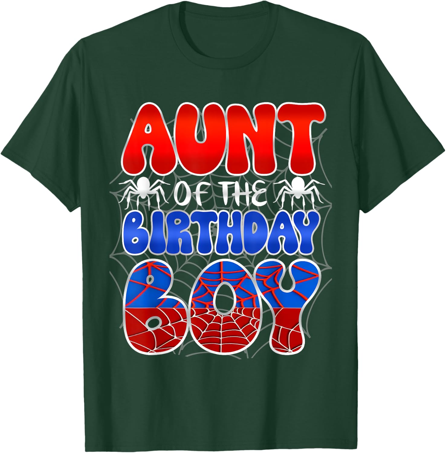 Aunt Of The Birthday Boy Spider Web Family Matching T-Shirt - T-Shirt | Forest