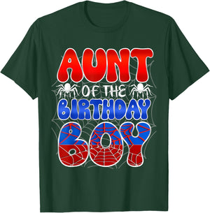 Aunt Of The Birthday Boy Spider Web Family Matching T-Shirt - T-Shirt | Forest