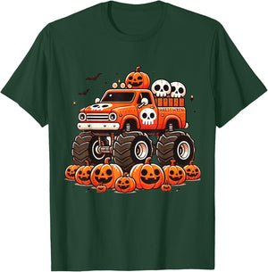 Kids Monster Truck Pumpkin Jack O Lantern Halloween Costume T-Shirt - T-Shirt | Forest