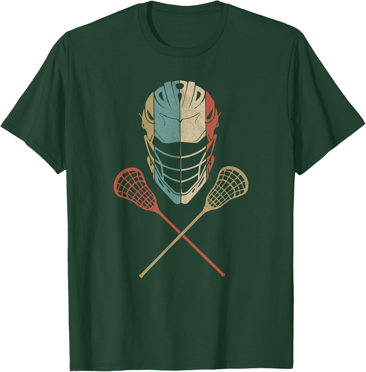 Lacrosse Vintage Lacrosse Stick Retro Sunset T-Shirt - T-Shirt | Forest
