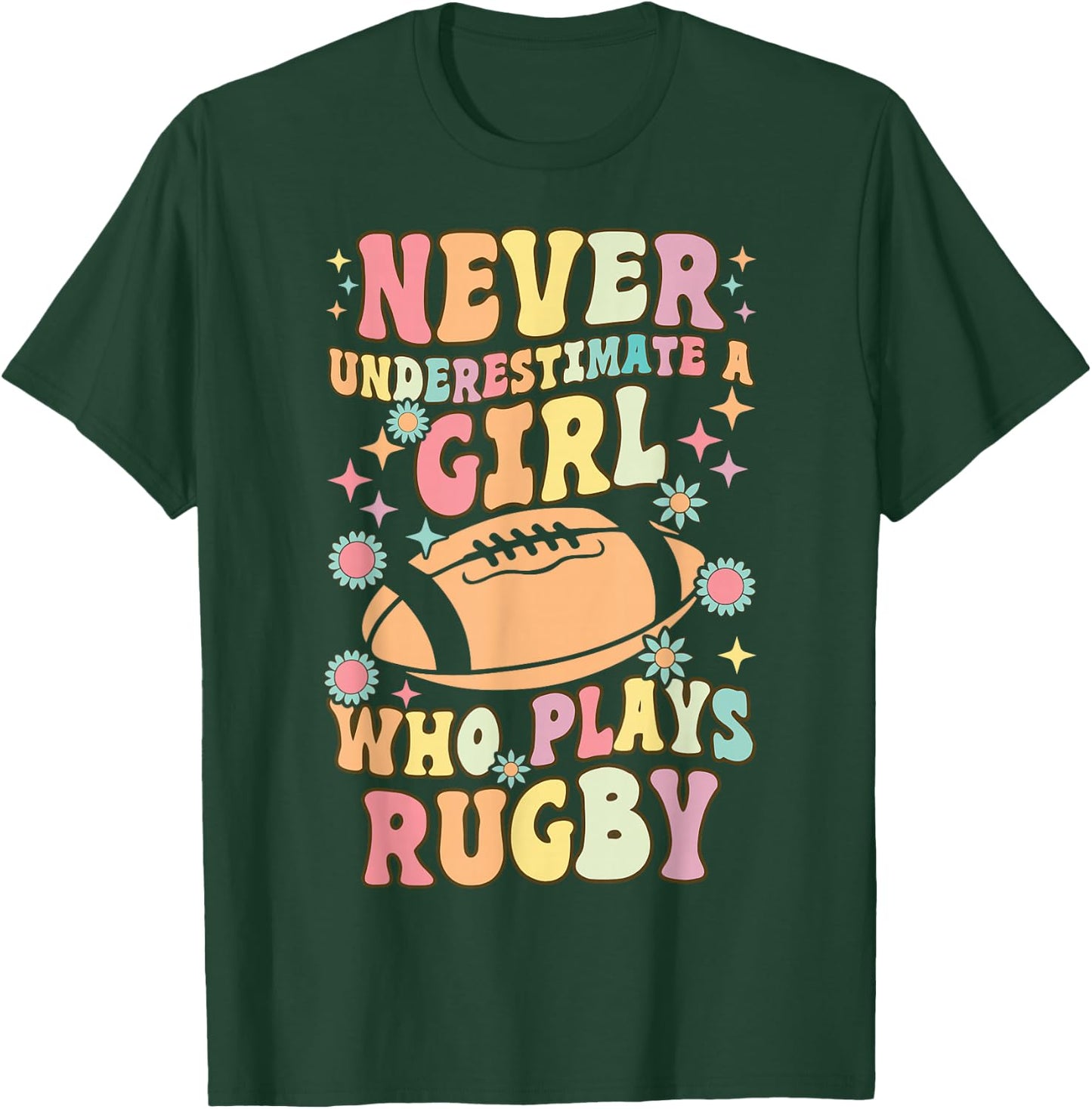 A Girl Who Plays Rugby Groovy Rugby Girl Female Rugby Player T-Shirt - T-Shirt | Forest