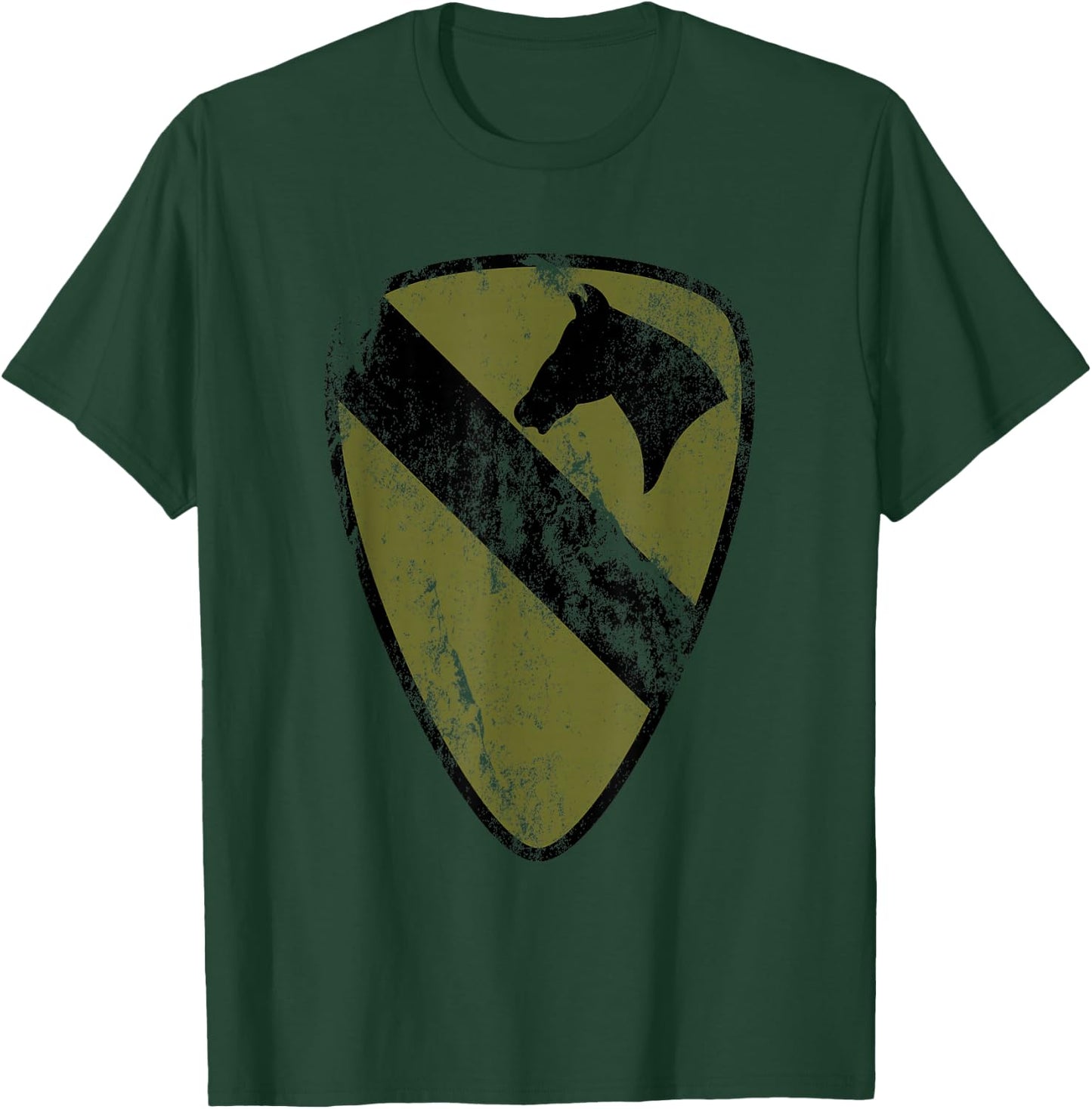 1st Cavalry Division Patch - 1st CAV OD Green - Vintage T-Shirt - T-Shirt | Forest