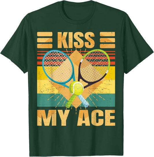 Kiss My Ace - Tennis Player - Funny Retro Sarcasm - Tennis T-Shirt - T-Shirt | Forest