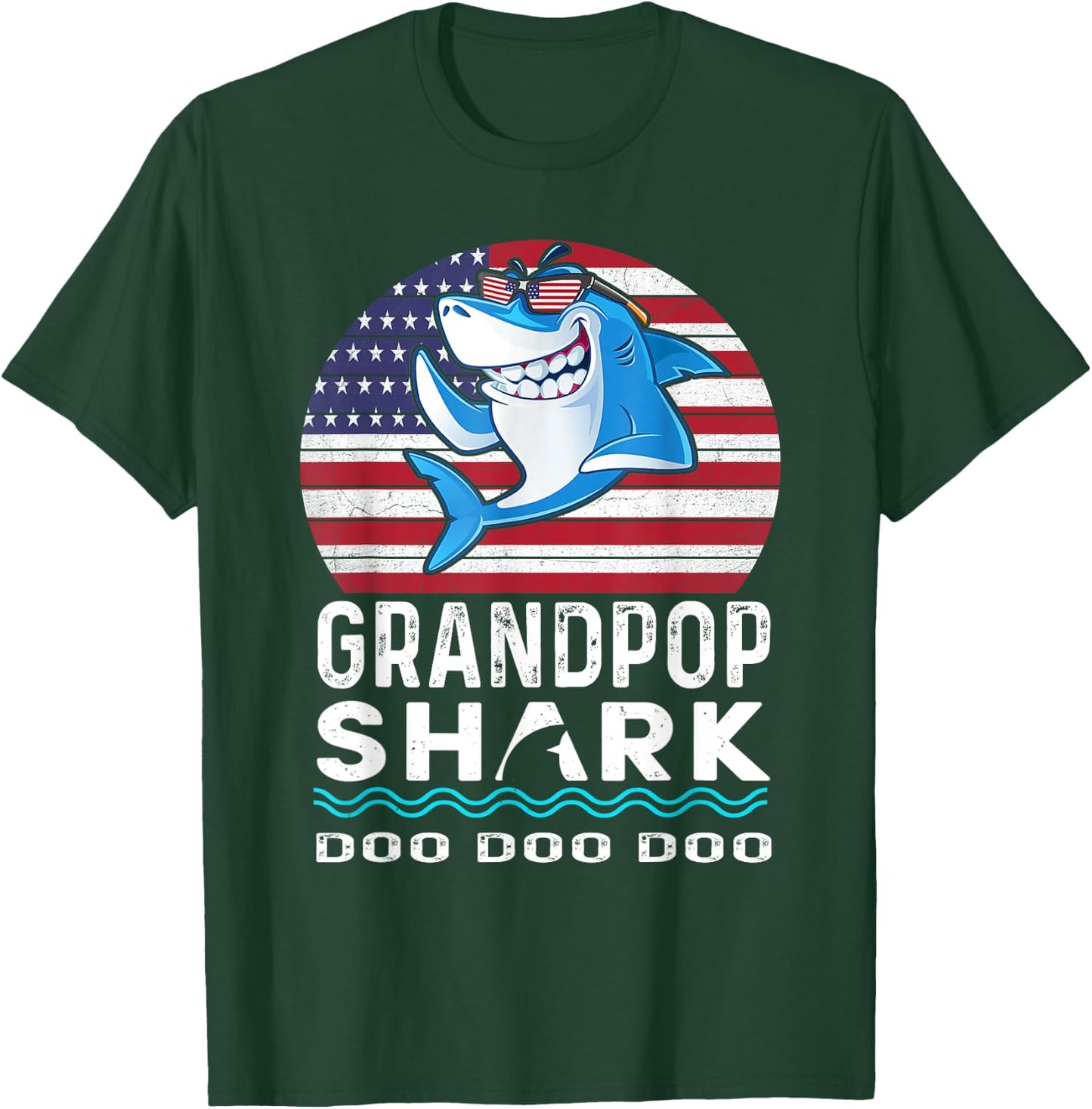 Grandpop Shark Shirt Fathers Day Gift From Wife Son Daughter T-Shirt - T-Shirt | Forest