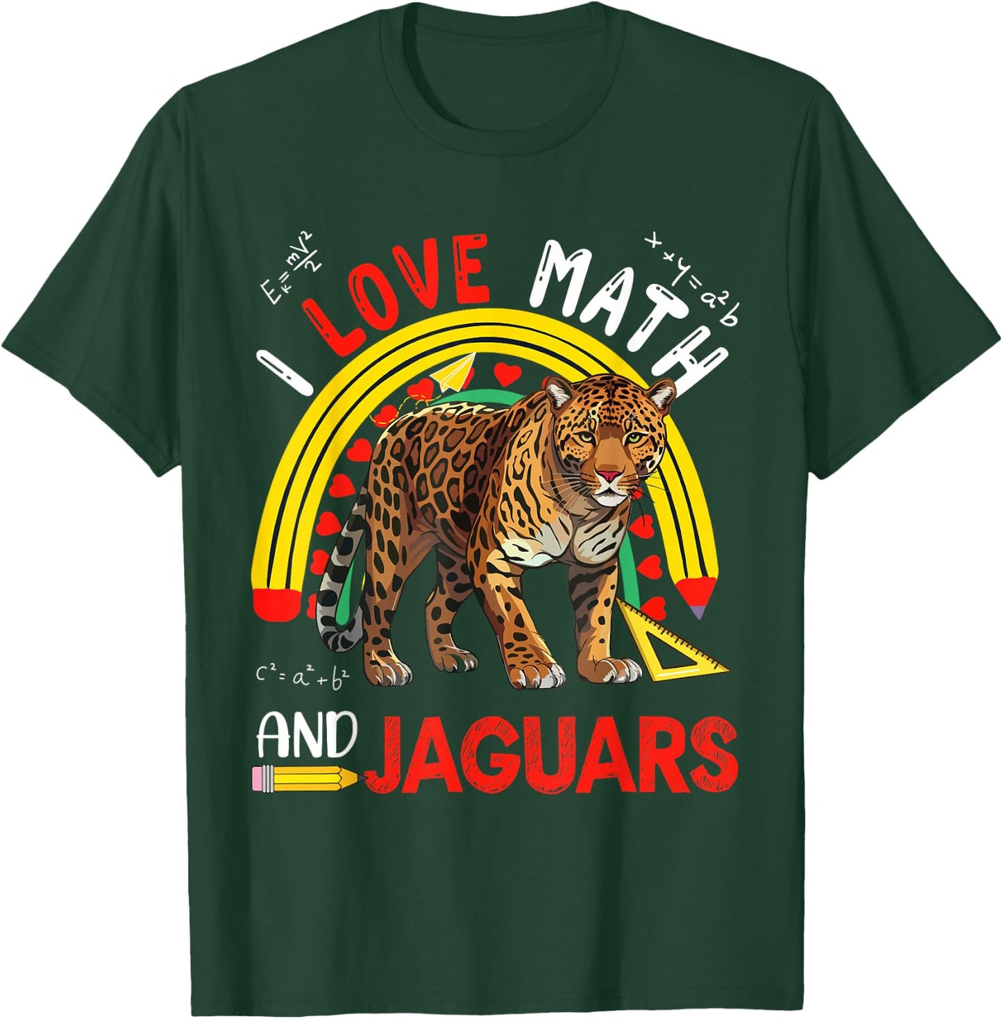 I Love Math And Jaguars Costume Teachers Students T-Shirt - T-Shirt | Forest