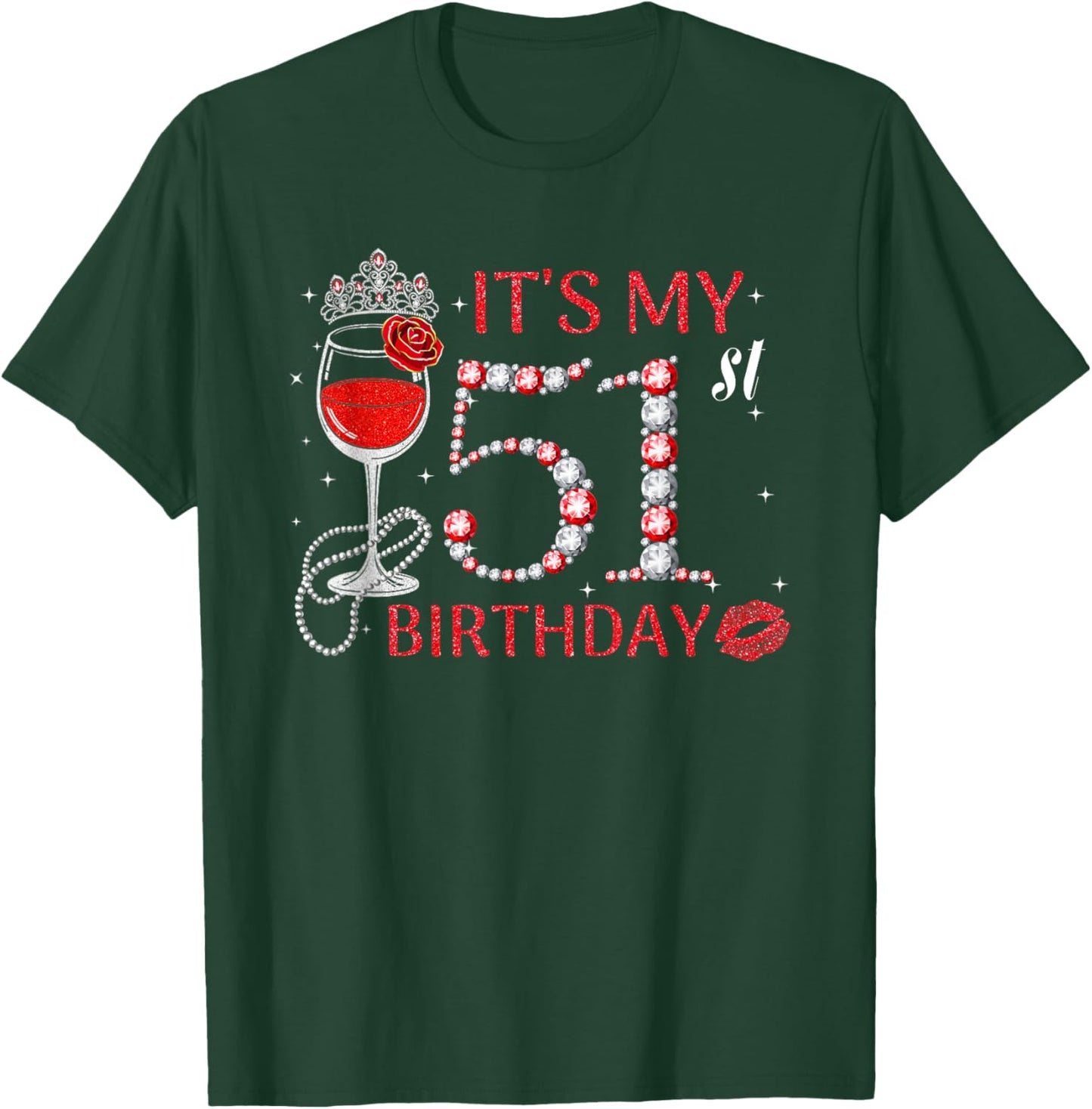 It's My 51st Birthday Queen 51 Years Old Tiara Crown Diamond T-Shirt - T-Shirt | Forest
