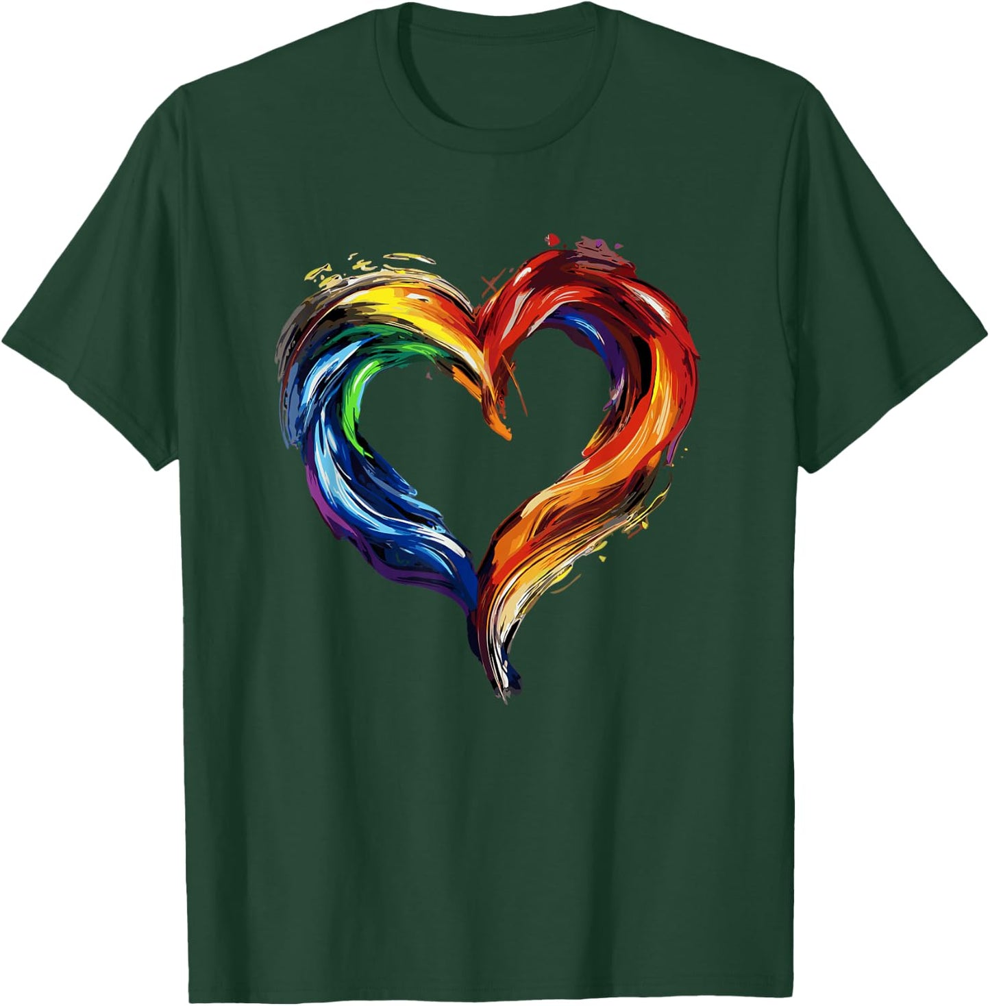 LGBTQ Rainbow Heart Art Painting Equality Love T-Shirt - T-Shirt | Forest