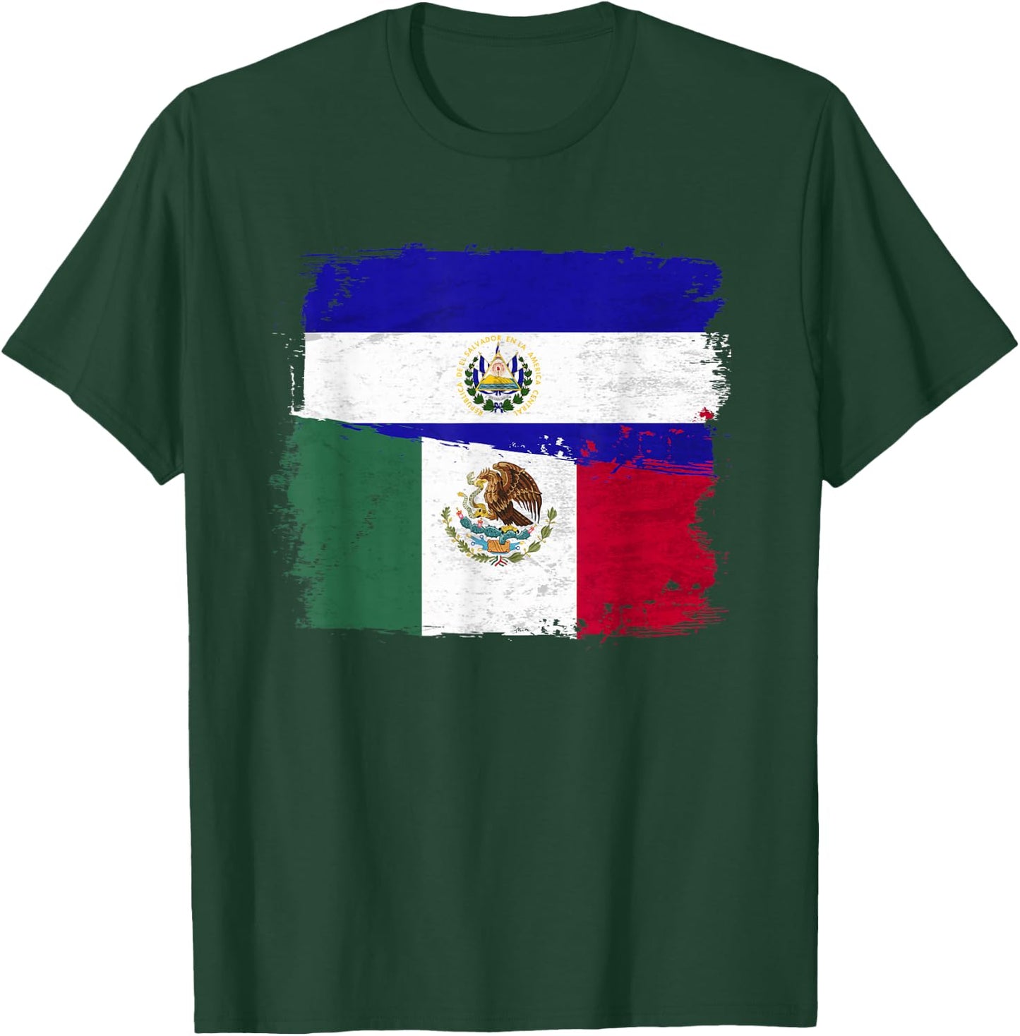 MEXICAN El Salvador Flag Half Mexican El Salvadoria Flag T-Shirt - T-Shirt | Forest