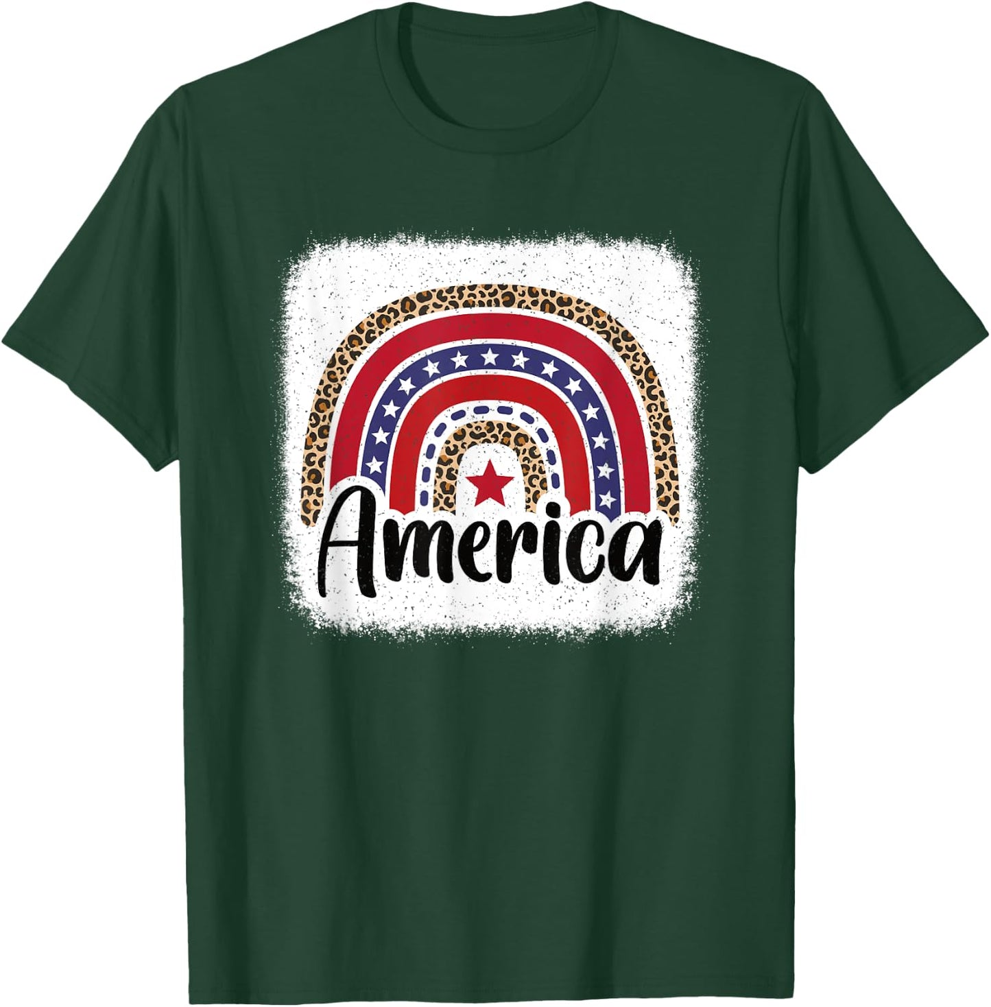 American Flag Rainbow 4th Of July USA Patriotic Women Girls T-Shirt - T-Shirt | Forest