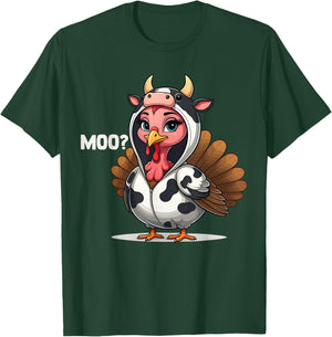 Thanksgiving Turkey Cow Moo T-Shirt - T-Shirt | Forest