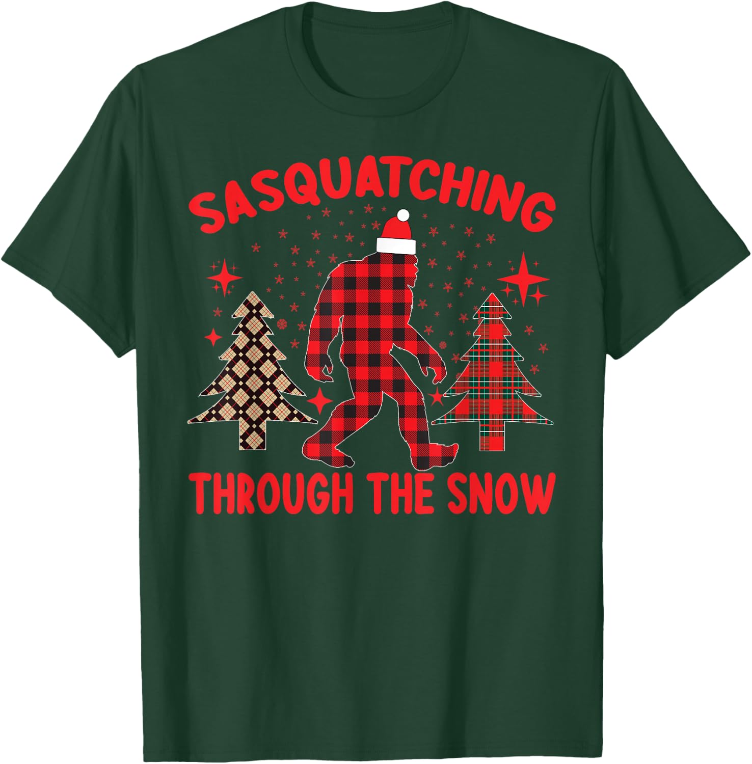 Sasquatching Through The Snow - Funny Christmas Bigfoot T-Shirt - T-Shirt | Forest