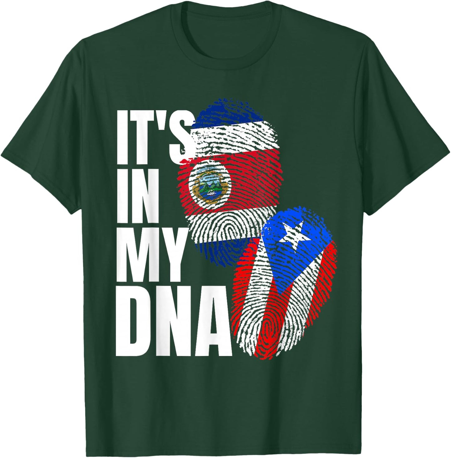 Costa Rican And Puerto Rican DNA Flag Heritage T-Shirt - T-Shirt | Forest