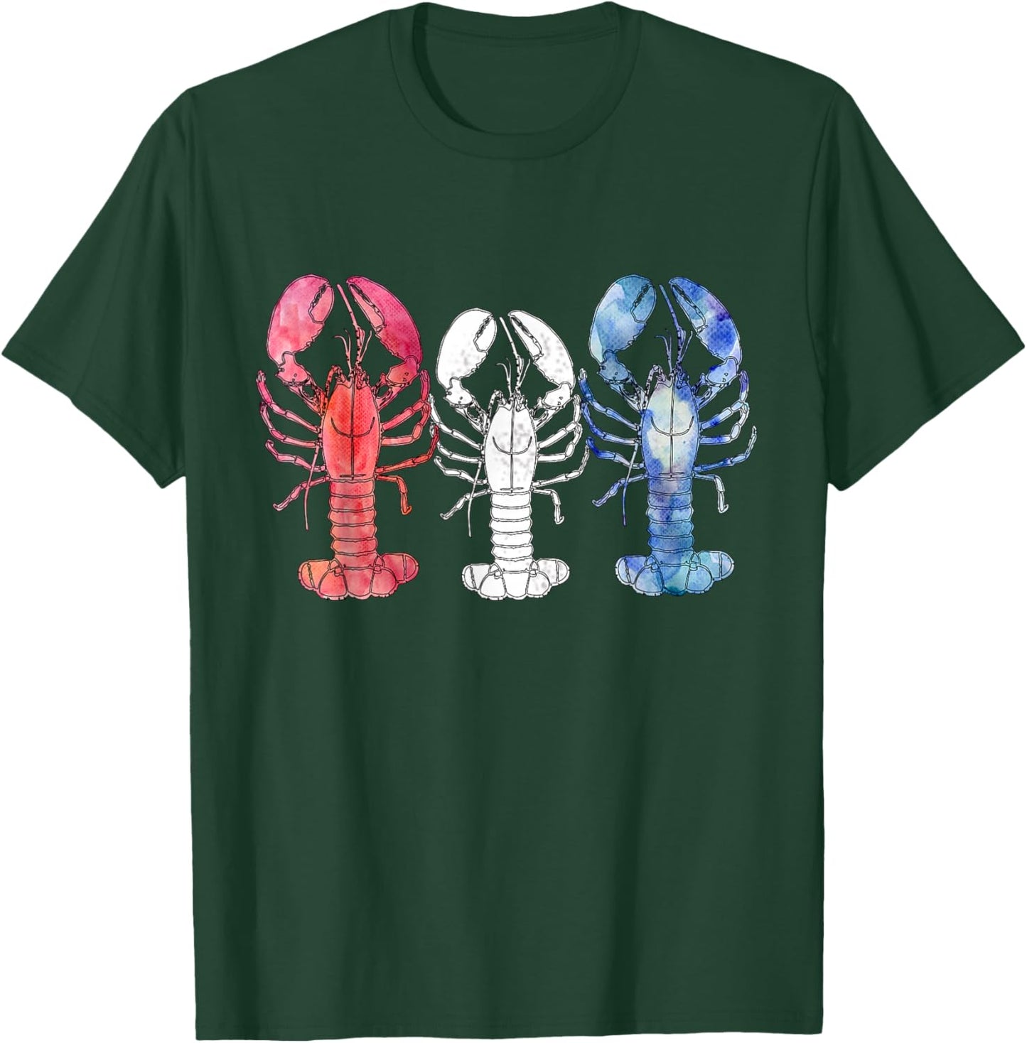 American Blue, White and Red Cool Lobsters Design T-Shirt - T-Shirt | Forest
