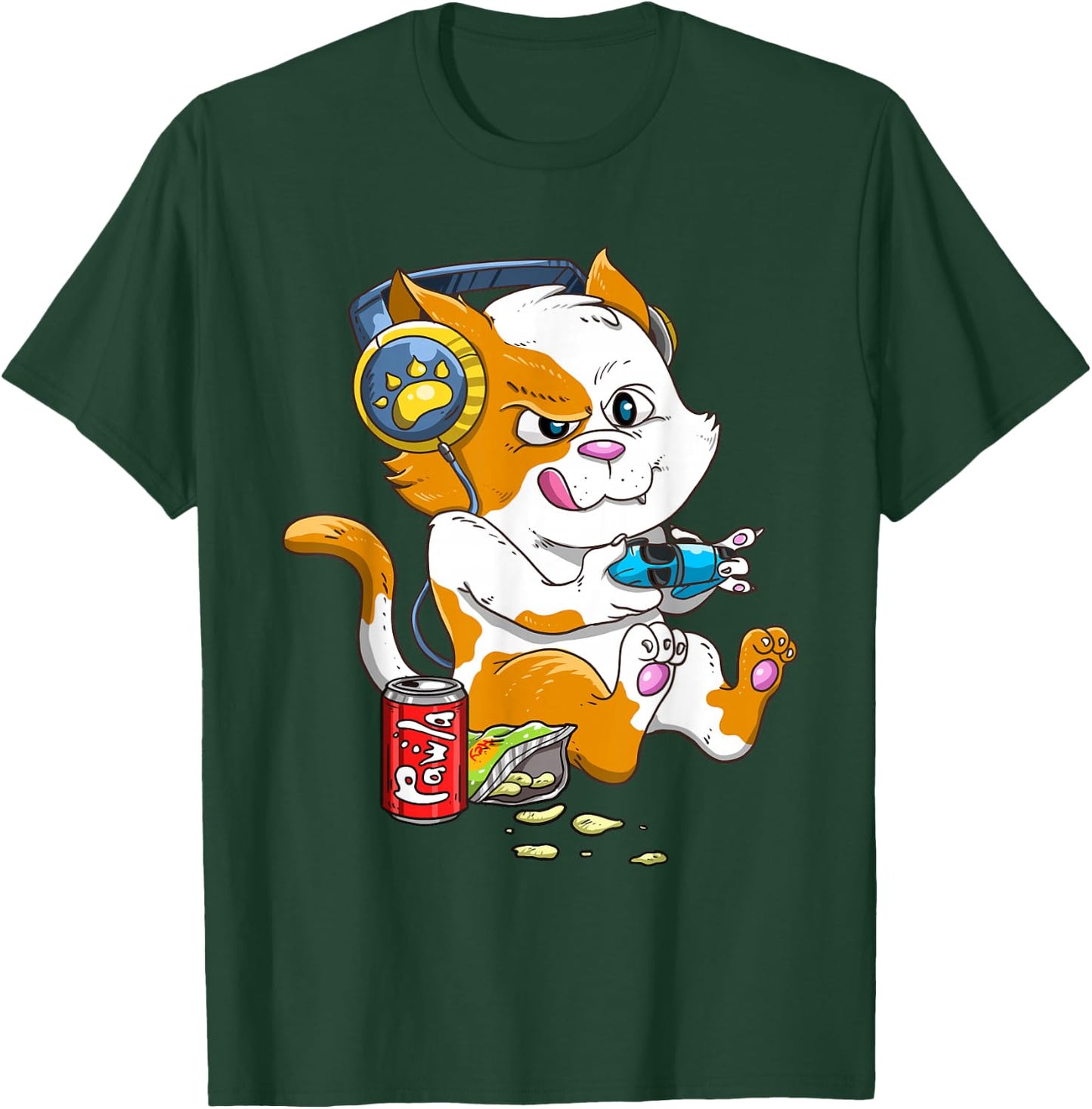 Funny Cat Gaming Cat Lover Kawaii Video Games Funny Gamer T-Shirt - T-Shirt | Forest
