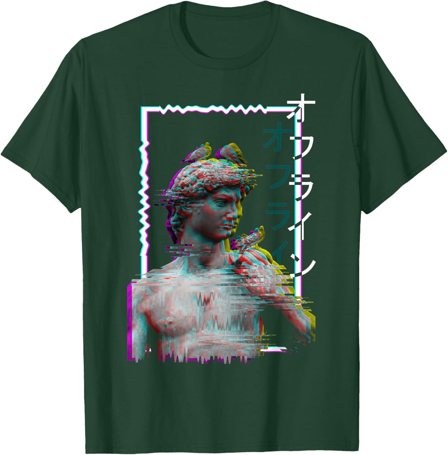 Greek Statue Ancient Vaporwave Aesthetic Synthwave Glitch T-Shirt - T-Shirt | Forest