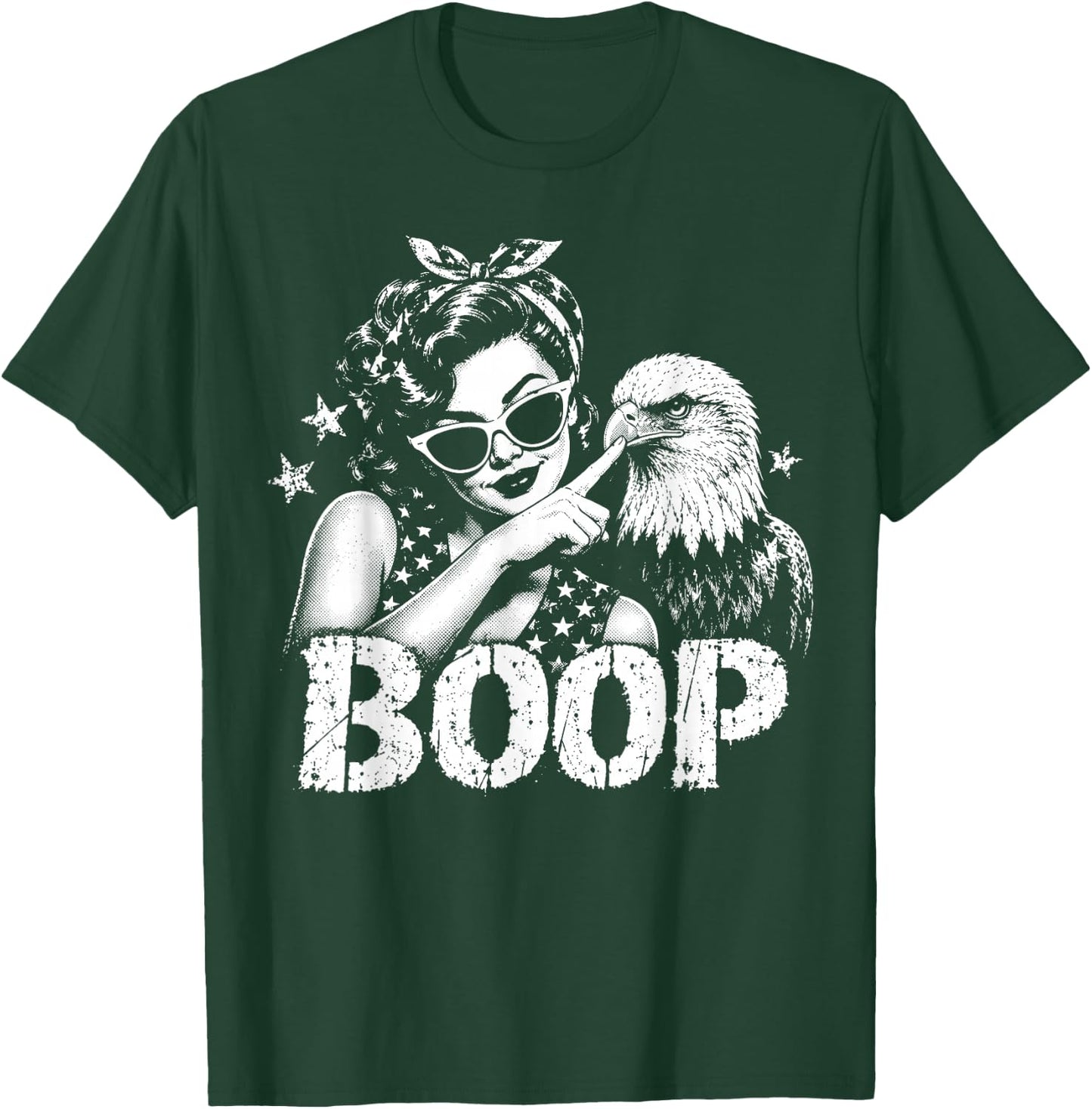 Boop Vintage Girl and Eagle Funny Patriotic Retro T-Shirt - T-Shirt | Forest
