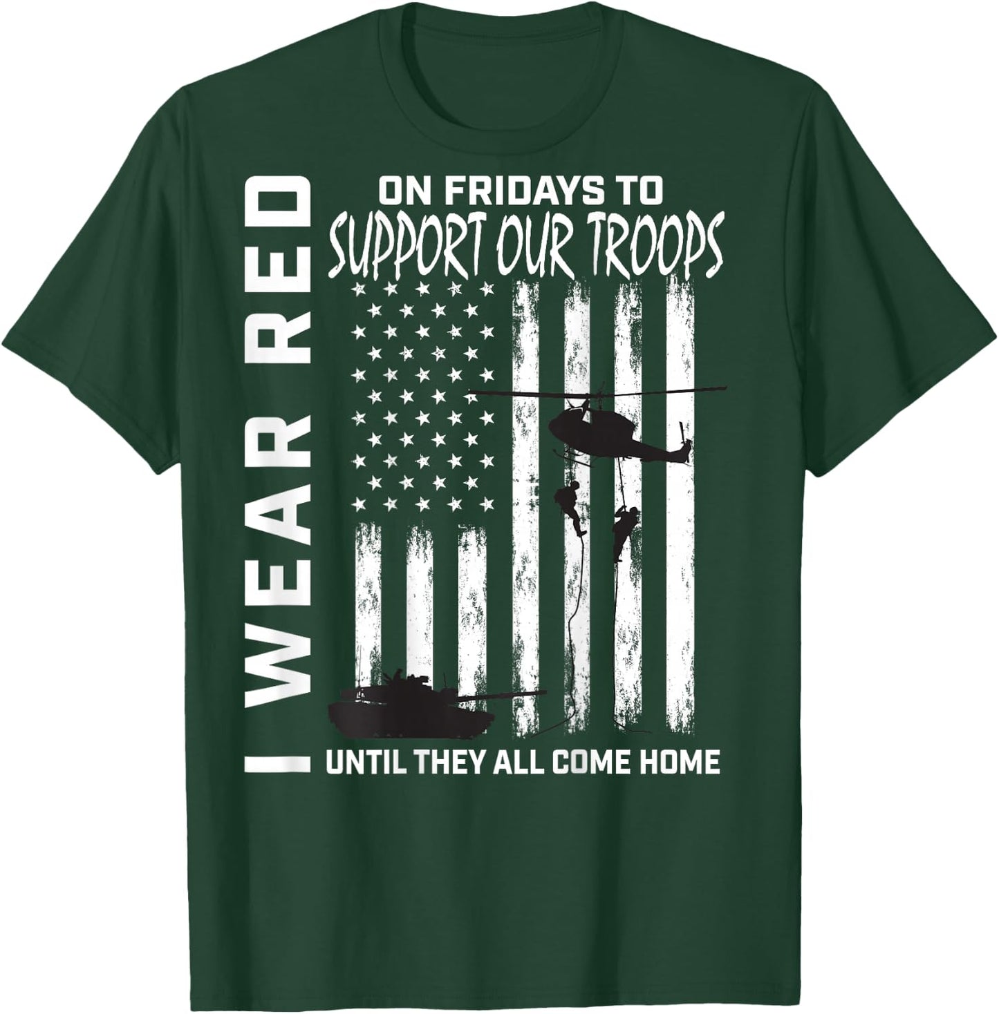 Red Friday Military Veteran Support Our Troops American Flag T-Shirt - T-Shirt | Forest