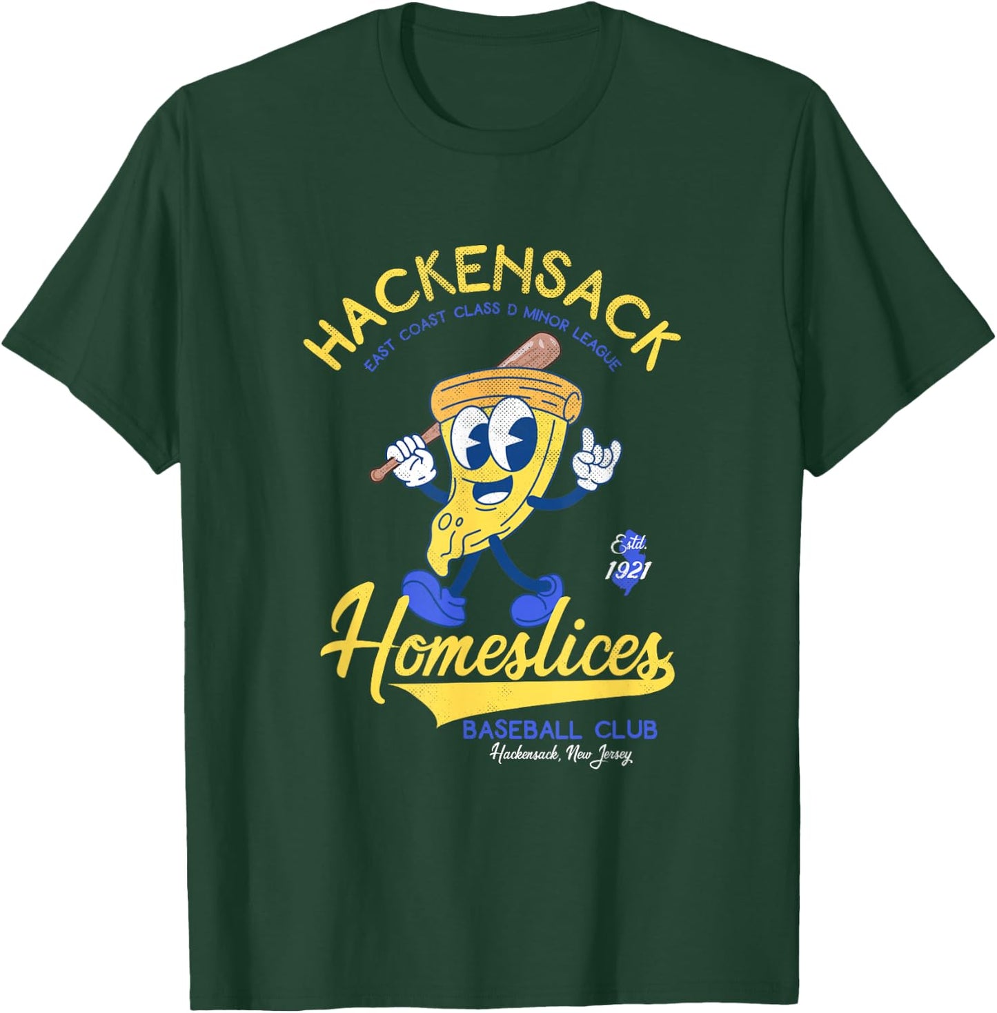 Hackensack Homeslices Retro Minor League Baseball Team T-Shirt - T-Shirt | Forest