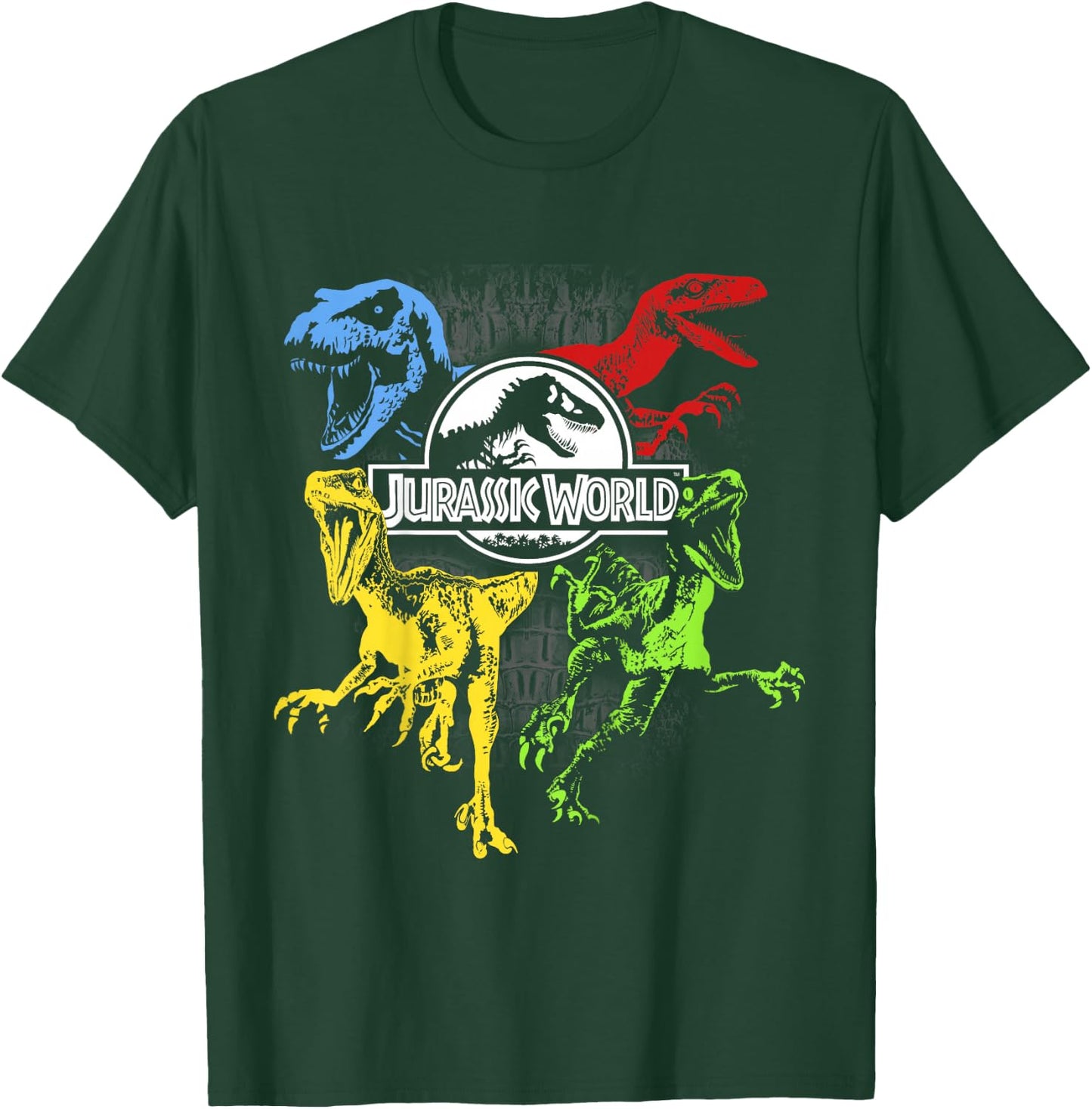 Kids Jurassic World Primary Color Raptors & T-Rex T-Shirt - T-Shirt | Forest