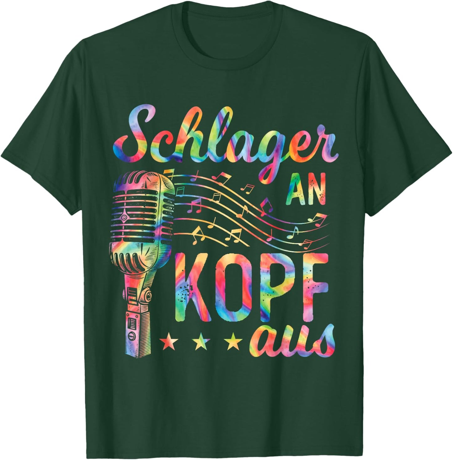 Schlager An Kopf Aus Schlageroutfit Schlagerparty , black T-Shirt - T-Shirt | Forest