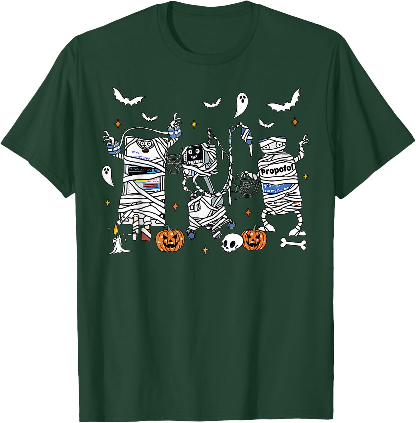 Halloween ICU Nurse Propofol Mummy NICU PICU Nurse Tech T-Shirt - T-Shirt | Forest