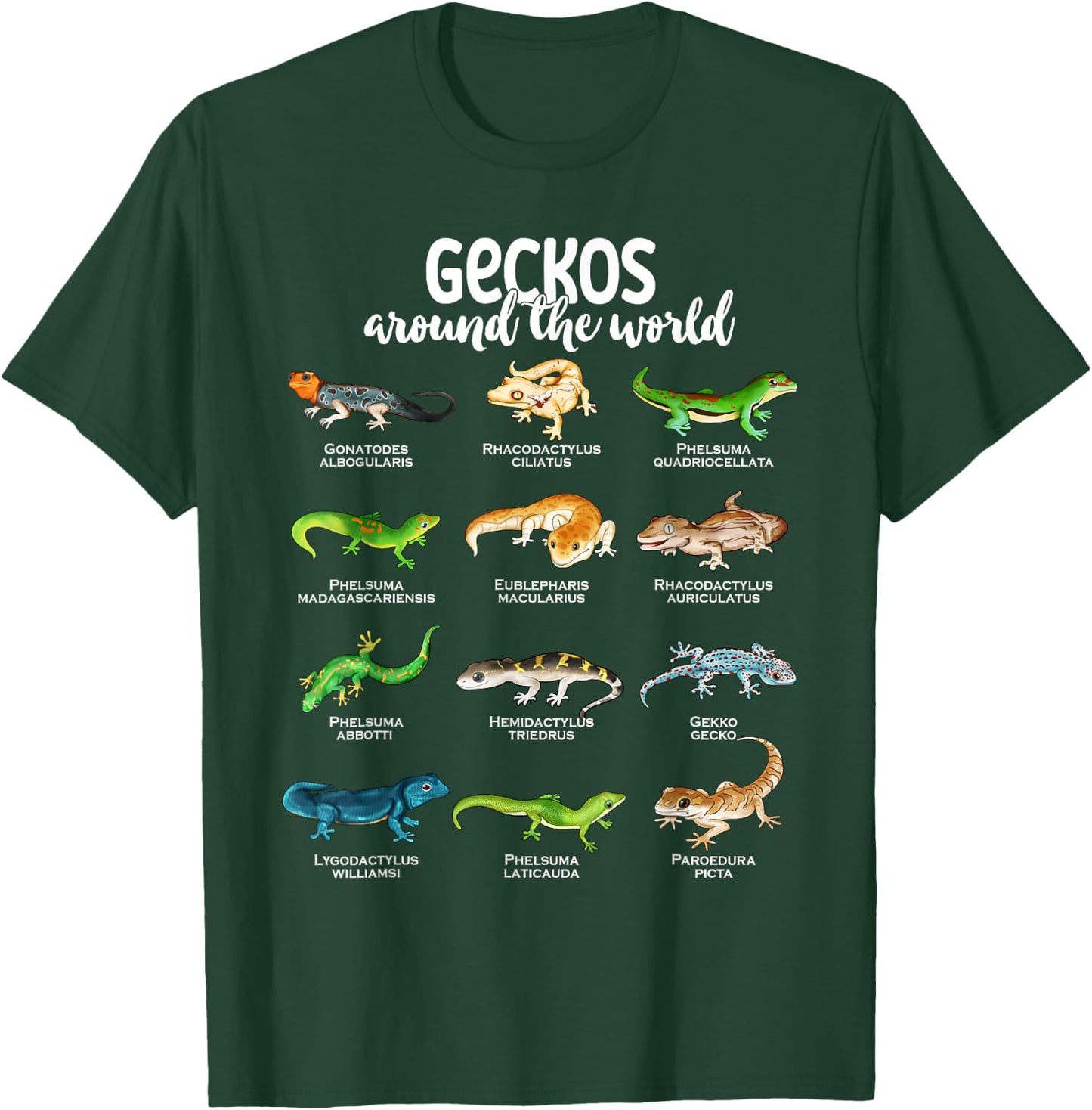 Geckos around the world - Types of Geckos T-Shirt - T-Shirt | Forest