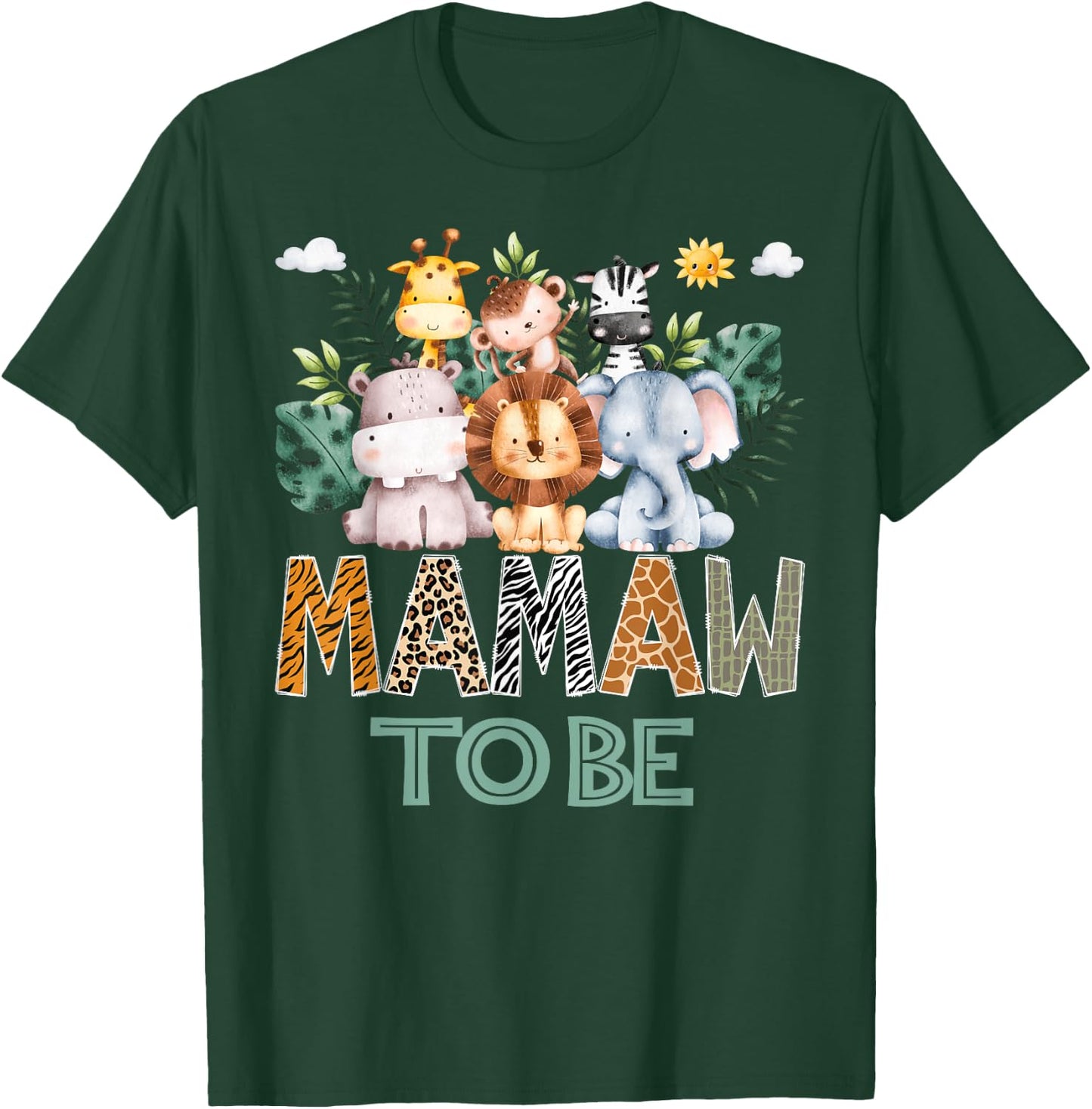 Soon To Be Mamaw Jungle Animal Safari Gender Reveal T-Shirt - T-Shirt | Forest