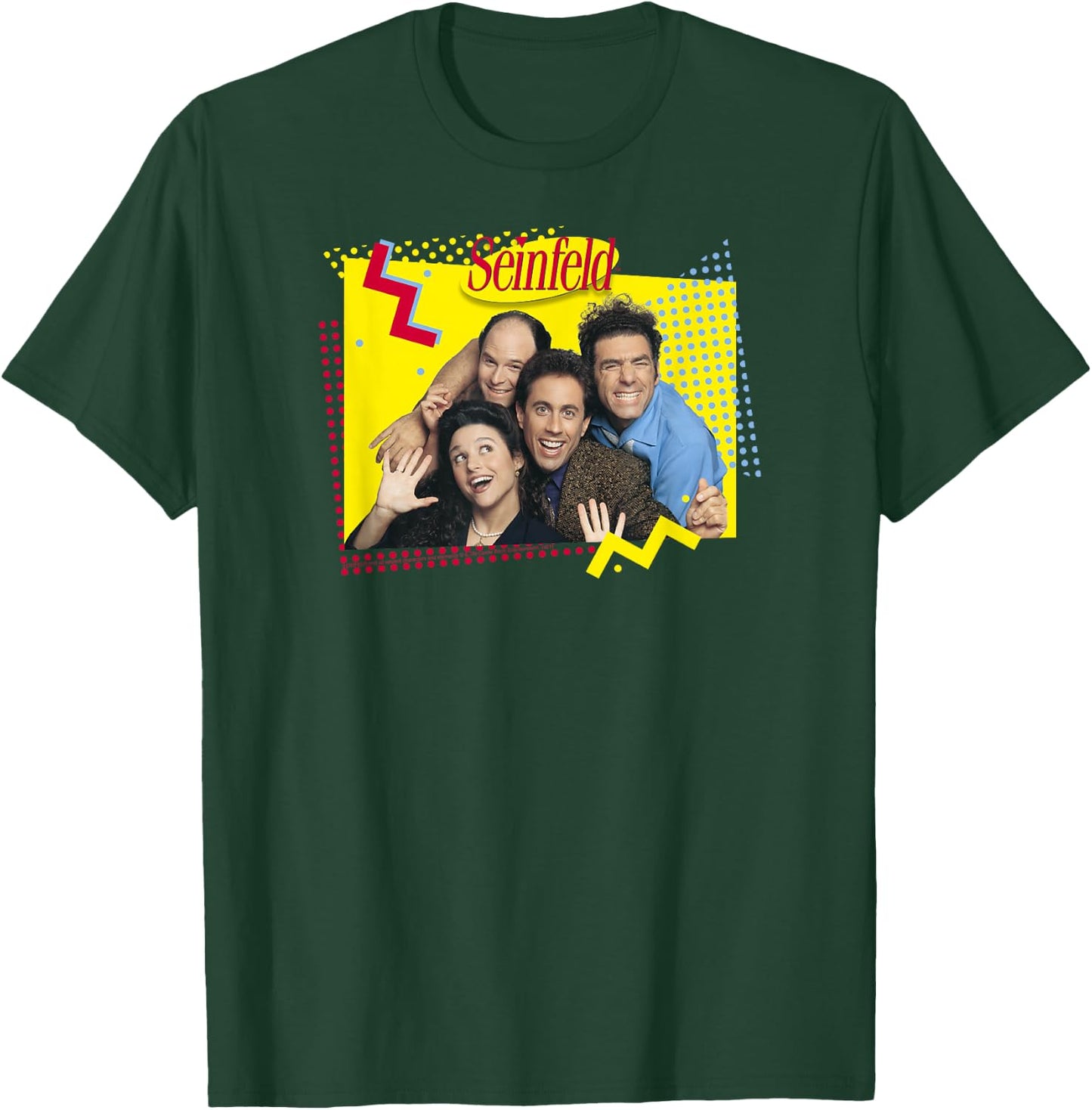 Seinfeld 90's Cast Photo with Squiggles Funny 90's TV Show T-Shirt - T-Shirt | Forest