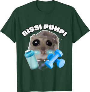 Bissi Pumpi Funny Sad Hamster Cute Hamstie , black T-Shirt - T-Shirt | Forest