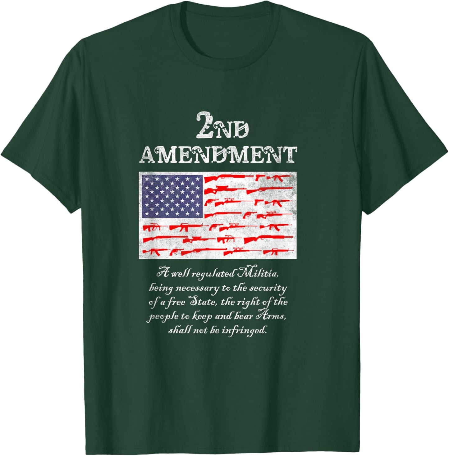 2nd Amendment American Flag Gun - Right to Bear Arms T-Shirt - T-Shirt | Forest