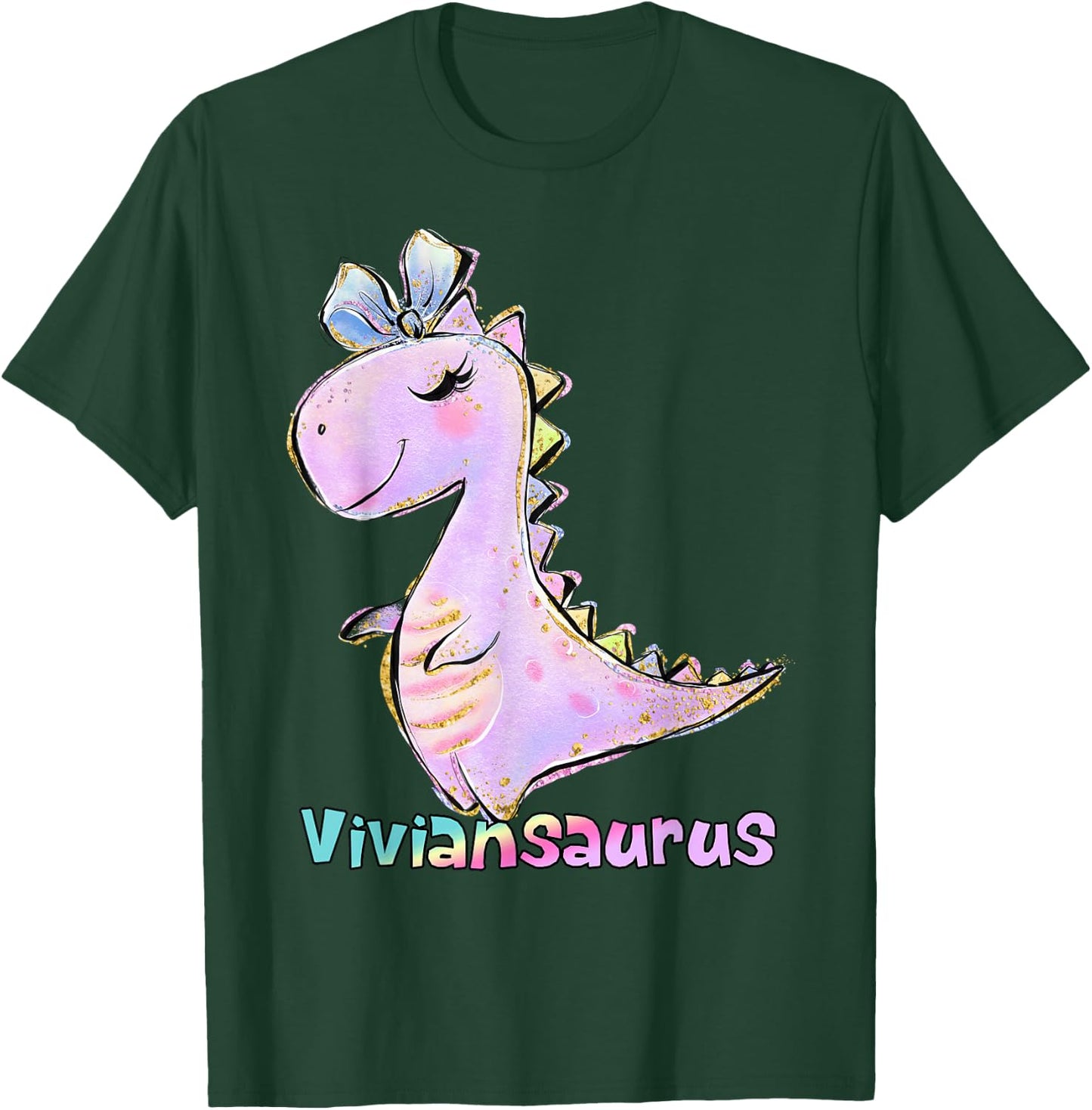 Vivian Name Shirt Girl Dinosaur Birthday Party Viviansaurus T-Shirt - T-Shirt | Forest