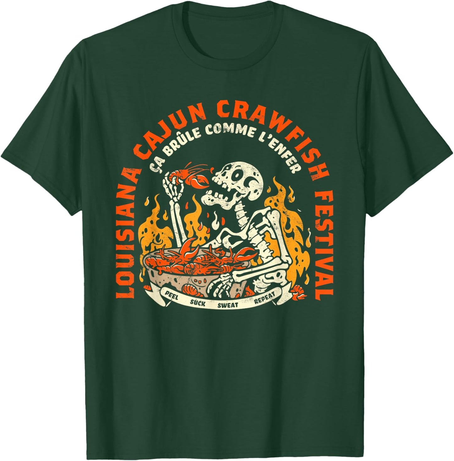 Louisiana Retro Skeleton Food Cajun Cajun Boil Festival T-Shirt - T-Shirt | Forest