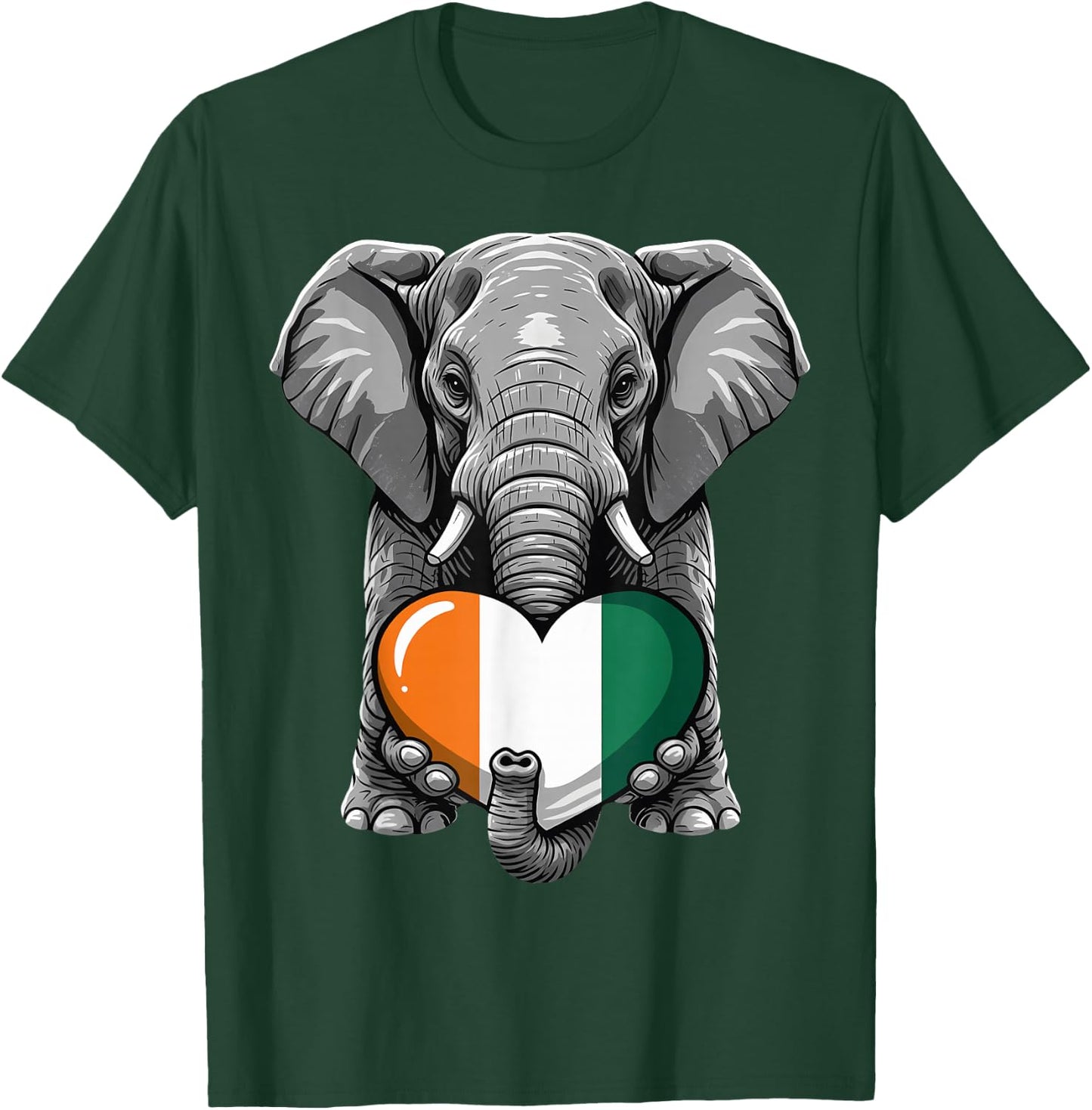 Ivory Coast Elephant Flag Cote D'Ivoire Ivorian Roots T-Shirt - T-Shirt | Forest
