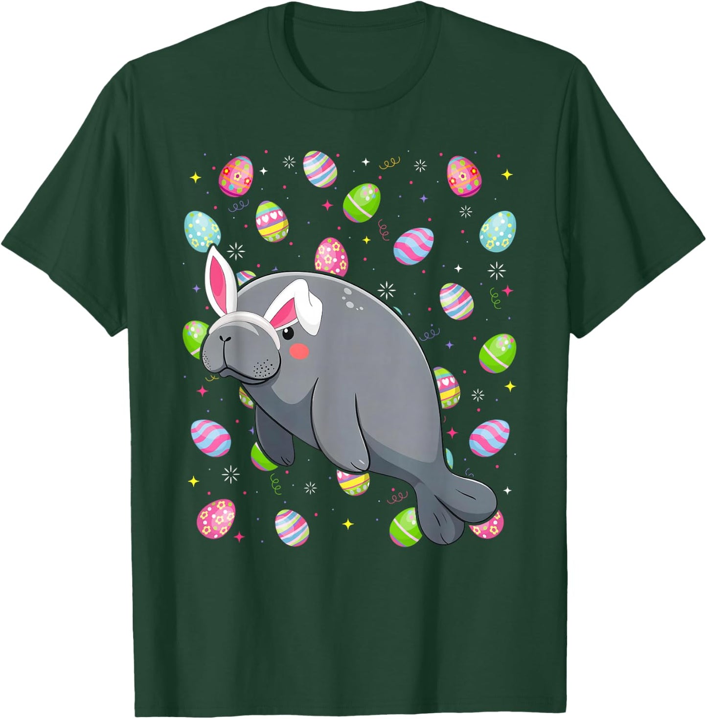 Manatee Happy Easter Egg Hunt Bunny Ear Manatee Easter T-Shirt - T-Shirt | Forest