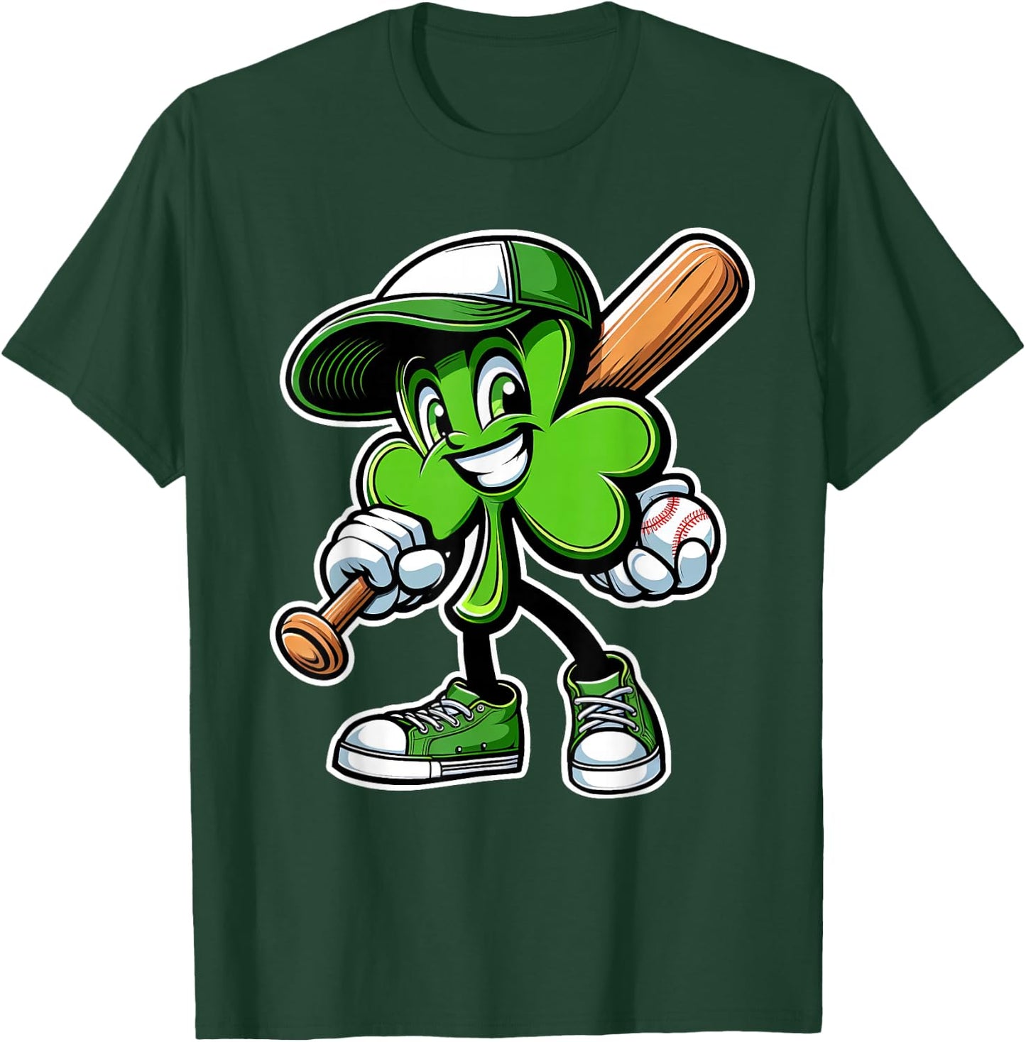 Dabbing Shamrock Baseball Boys Girls St Patricks Day T-Shirt - T-Shirt | Forest