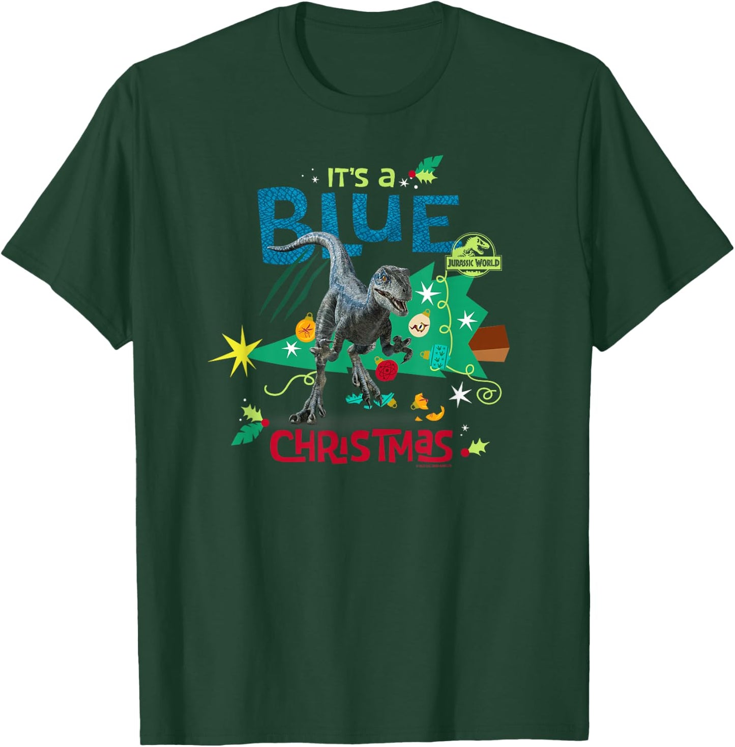 Jurassic World Blue Christmas With Blue The Raptor T-Shirt - T-Shirt | Forest