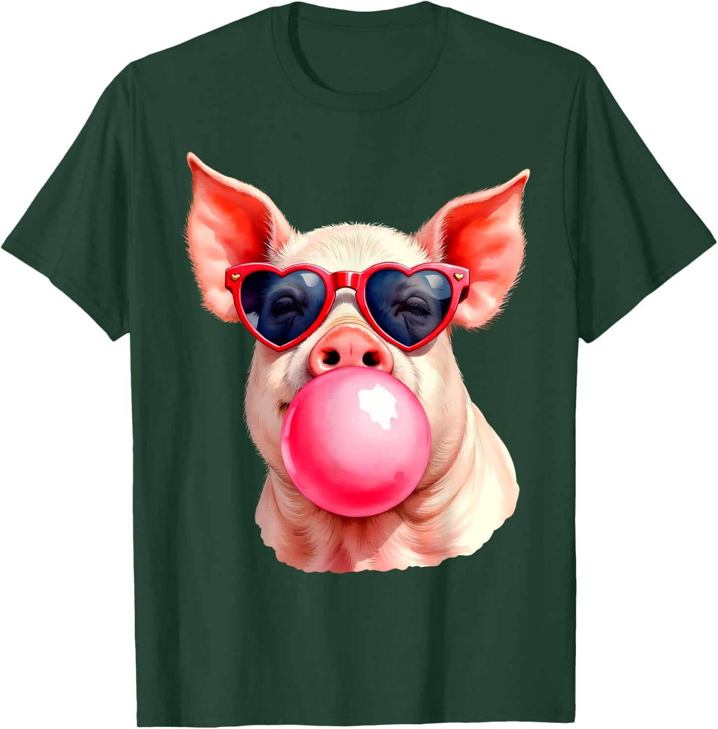 Pig Blowing Bubble Funny Pig T-Shirt - T-Shirt | Forest